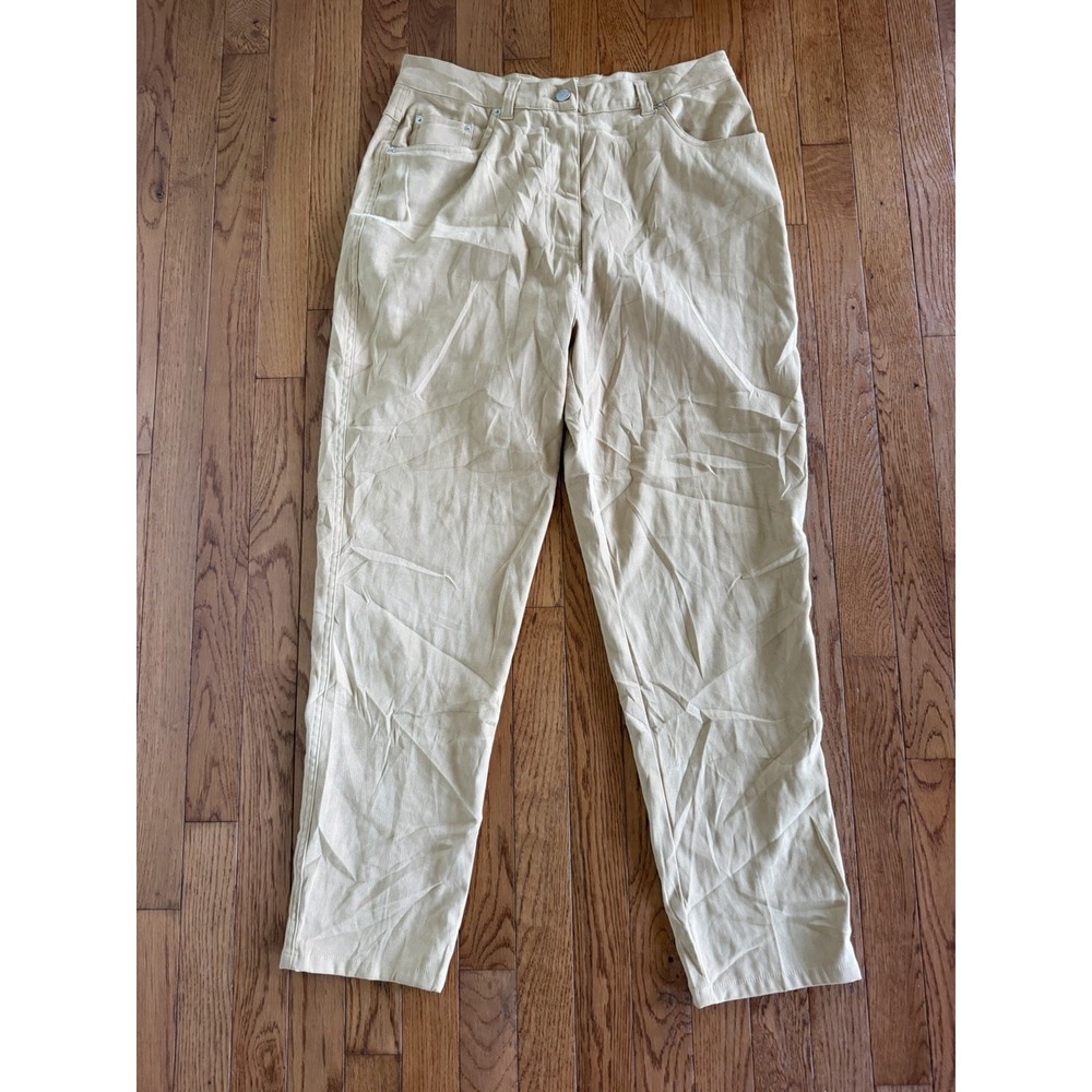 Denim & Co. Beige Straight Leg Trousers Classic 5-Pocket Ankle Pants Size 14